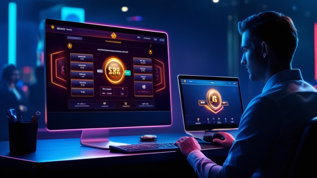Donkere casinobalie met een opnamepagina op het scherm