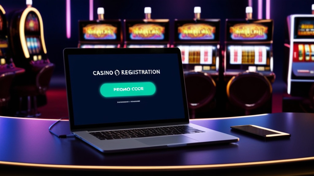Registratiescherm in een casino met promotiecodeveld en bonusmelding