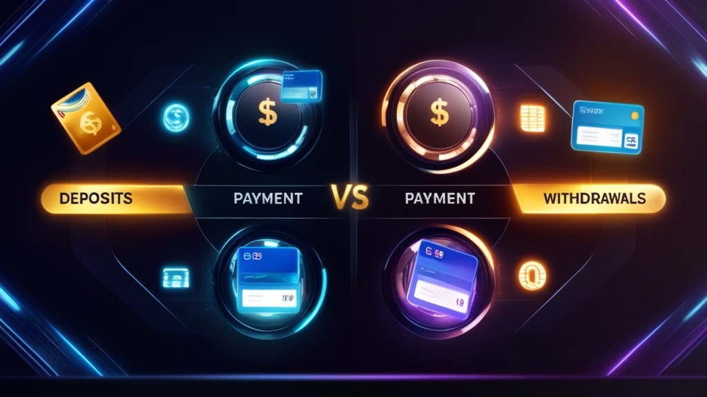 Vergelijking van stortingen, opnames en betaalmethoden op een casino-interface